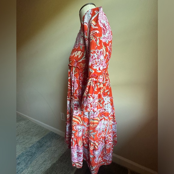 Vintage Ibiza Cotton Flared Button Up Shirt Dress With Mandarin Collar - Picture 4 of 5